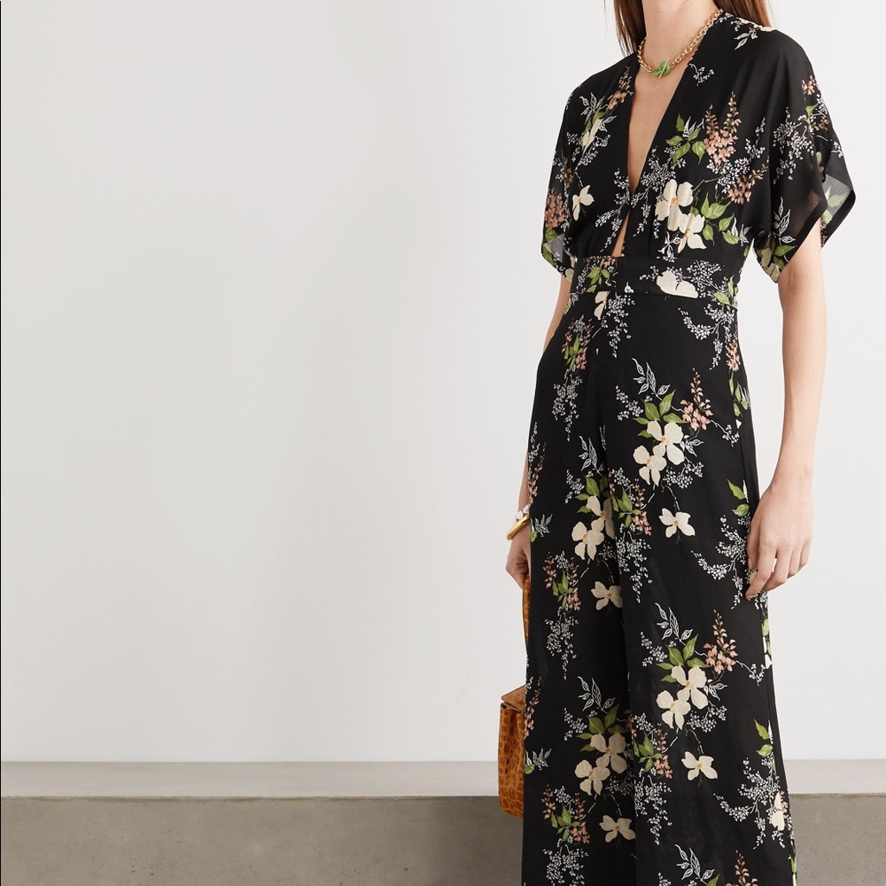 Reformation Lemongrass Jumpsuit floral Georgette